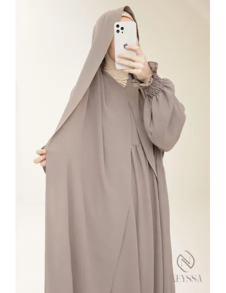 Abaya with integrated hijab in jazz, muslim woman, ramadan 2025