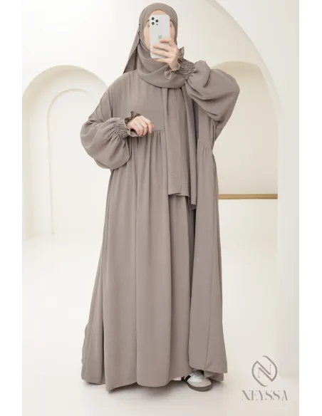 Abaya with integrated hijab in jazz, muslim woman, ramadan 2025