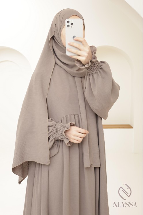 Abaya de prière hijab intégré en jazz, femme musulmane, ramadan 2025