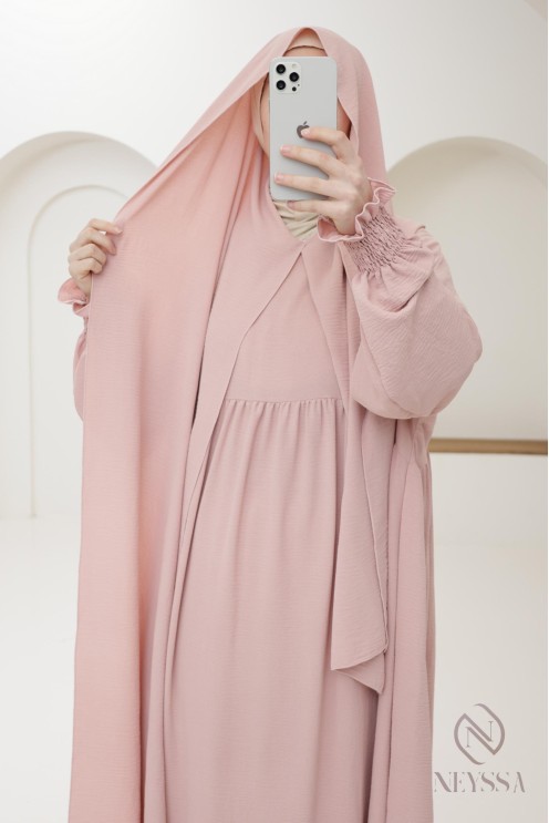 Abaya de prière hijab intégré en jazz, femme musulmane, ramadan 2025