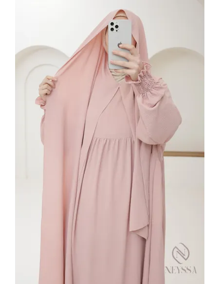 Abaya de prière hijab intégré en jazz, femme musulmane, ramadan 2025