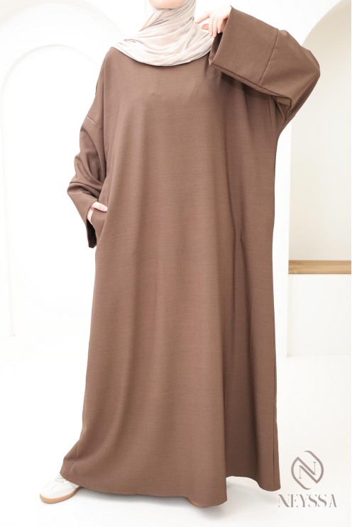 Lange Abaya muslimische Frau, Taschenabaya Frau, Alltagskleidung