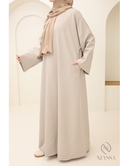 Abaya longue femme musulmane, abaya poches femme, tenue quotidien