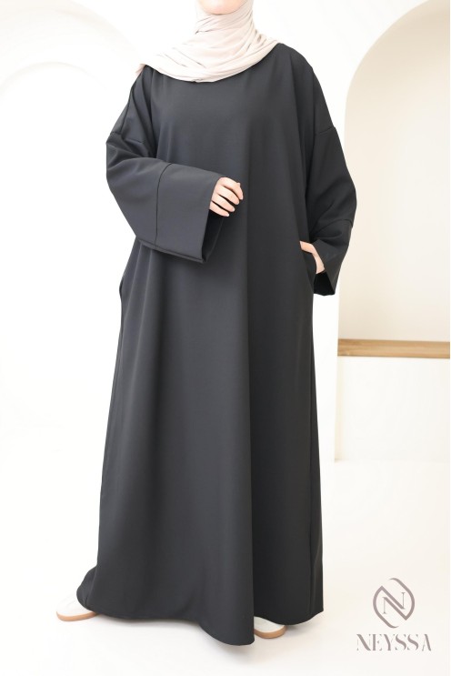 Abaya longue femme musulmane, abaya poches femme, tenue quotidien