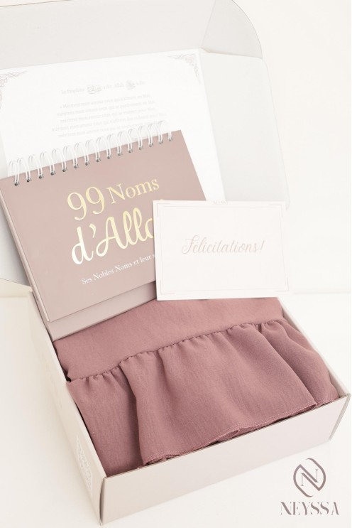 Geschenkbox Gebet Set Abaya Khimar lila, Ramadan Geschenk.
