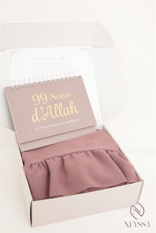 Prayer gift box purple abaya khimar set, ramadan gift