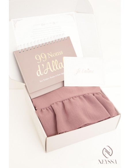 Box cadeau prière ensemble abaya khimar mauve, cadeau ramadan