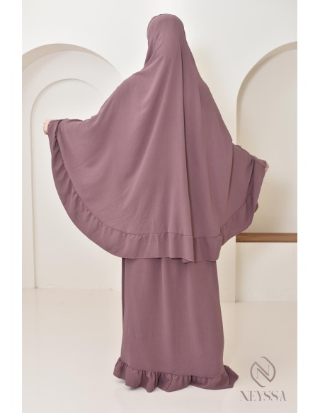 Prayer gift box purple abaya khimar set, ramadan gift