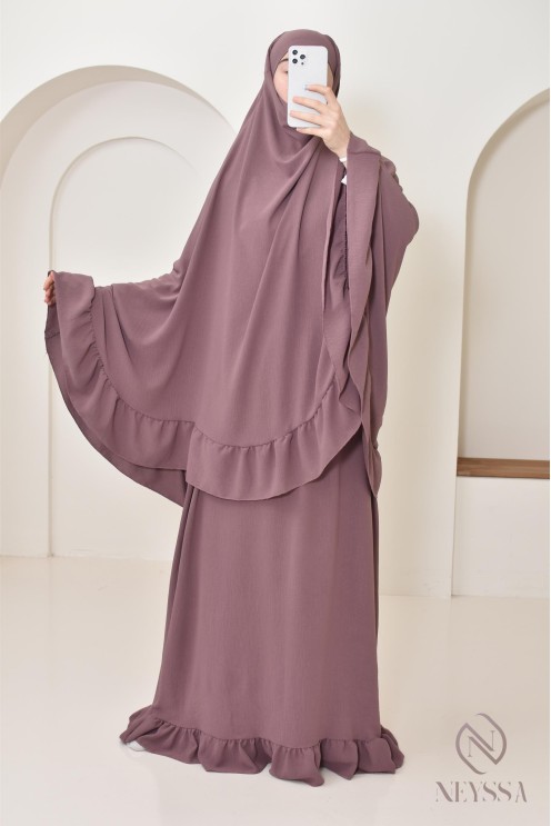 Prayer gift box purple abaya khimar set, ramadan gift