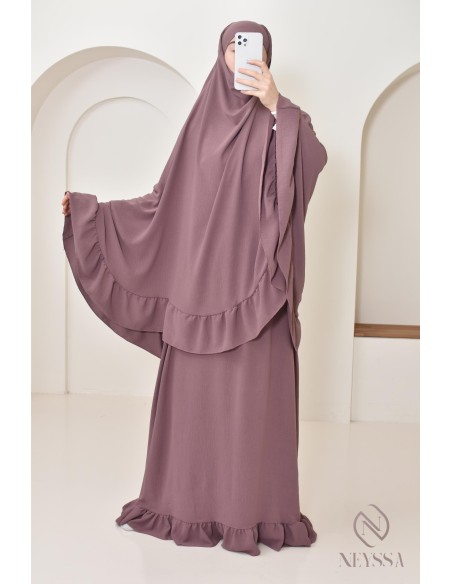 Geschenkbox Gebet Set Abaya Khimar lila, Ramadan Geschenk.