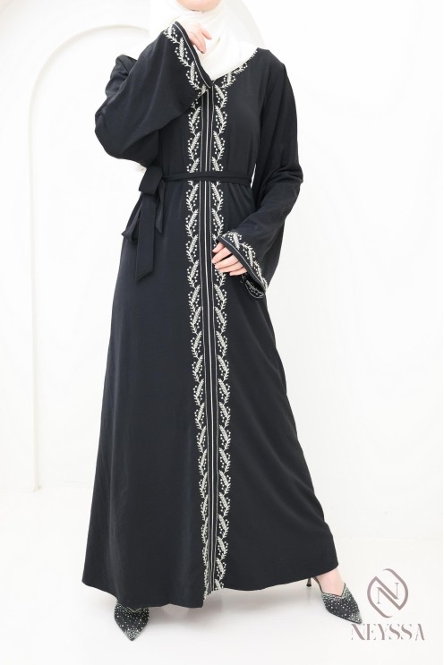 Moderne bestickte Damenabaya in Jazz, trendige Hijabi-Abaya für Frauen