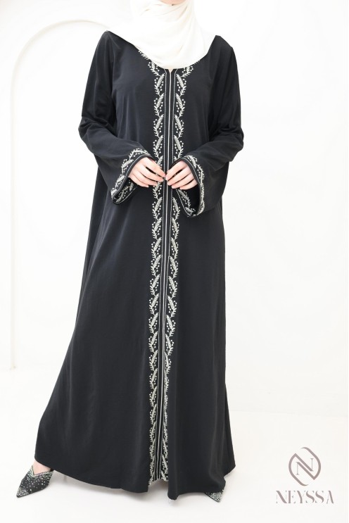 Moderne bestickte Damenabaya in Jazz, trendige Hijabi-Abaya für Frauen