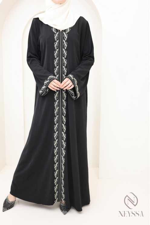 Abaya femme moderne brodée en jazz, abaya pour femme hijabi tendance