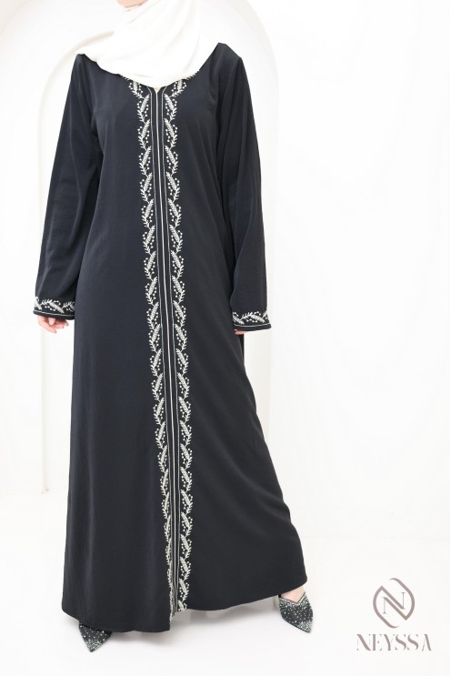 Abaya femme moderne brodée en jazz, abaya pour femme hijabi tendance