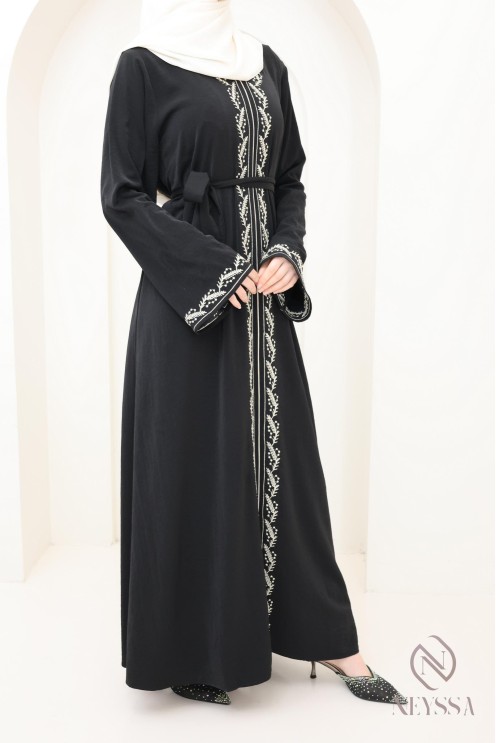 Modern jazz embroidered women's abaya, trendy hijabi women's abaya