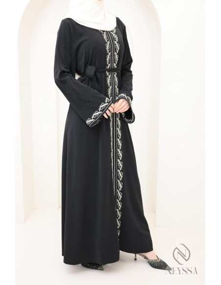 Modern jazz embroidered women's abaya, trendy hijabi women's abaya