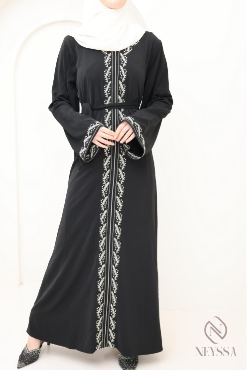 Moderne bestickte Damenabaya in Jazz, trendige Hijabi-Abaya für Frauen