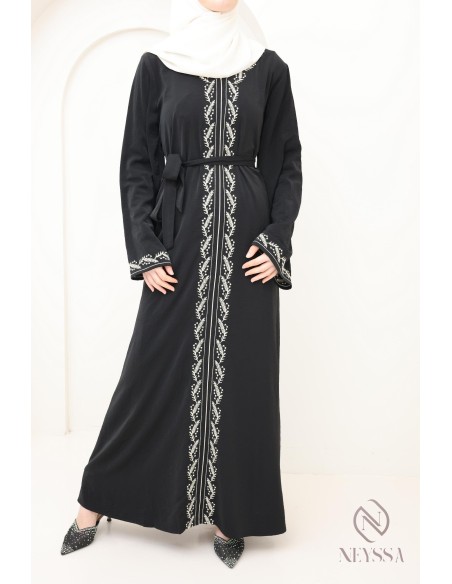 Abaya femme moderne brodée en jazz, abaya pour femme hijabi tendance