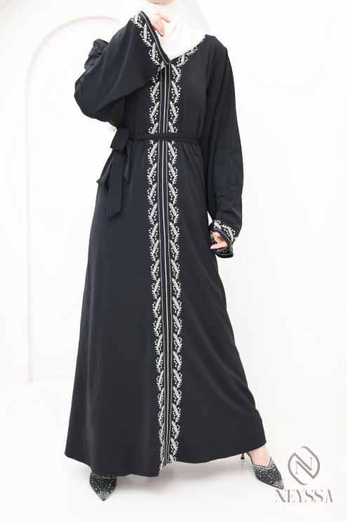 Moderne bestickte Damenabaya in Jazz, trendige Hijabi-Abaya für Frauen