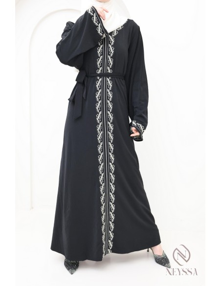 Modern jazz embroidered women's abaya, trendy hijabi women's abaya