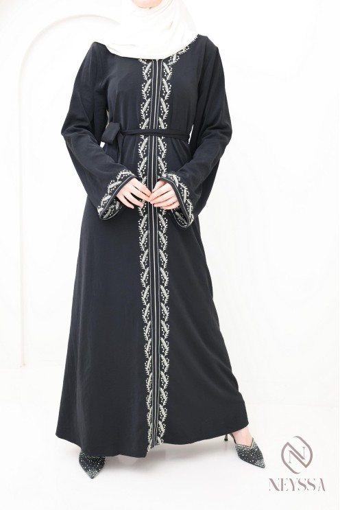Abaya femme moderne brodée en jazz, abaya pour femme hijabi tendance