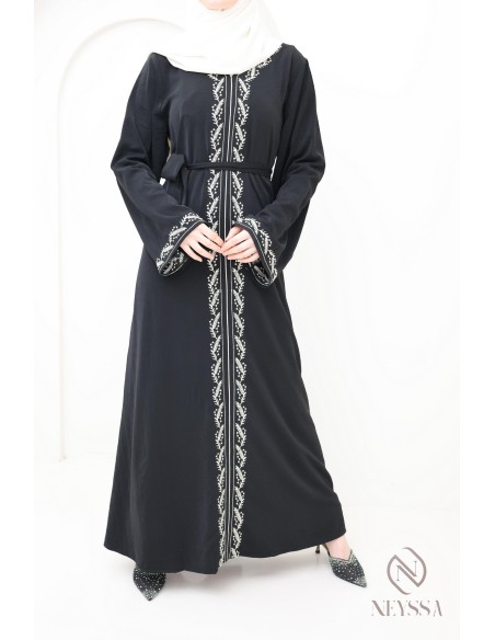 Modern jazz embroidered women's abaya, trendy hijabi women's abaya
