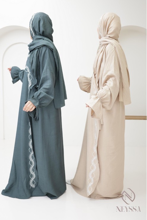 prayer dress kimono beige integrated hijab woman, ramadan 2025