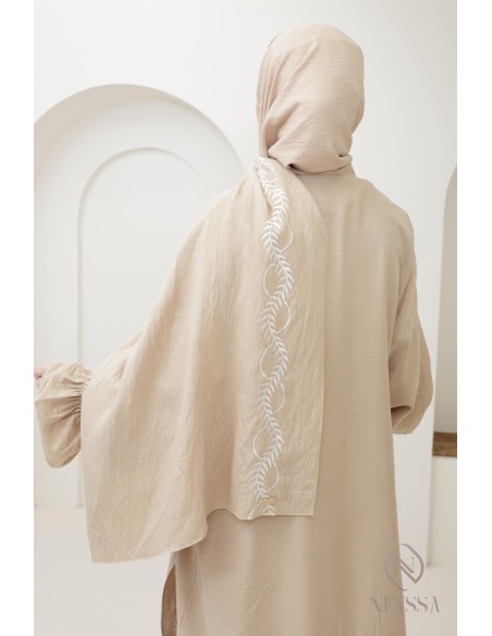 robe de prière kimono beige hijab intégré femme, ramadan 2025