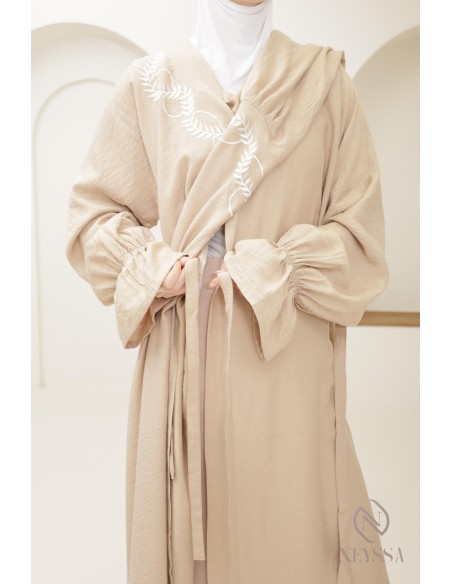 robe de prière kimono beige hijab intégré femme, ramadan 2025