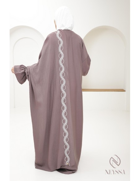 Embroidered muslim woman prayer abaya integrated hijab, ramadan 2025