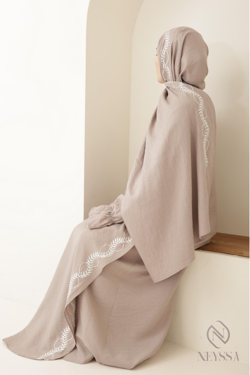 Robe de prière femme musulmane, abaya hijab intégré pour le ramadan