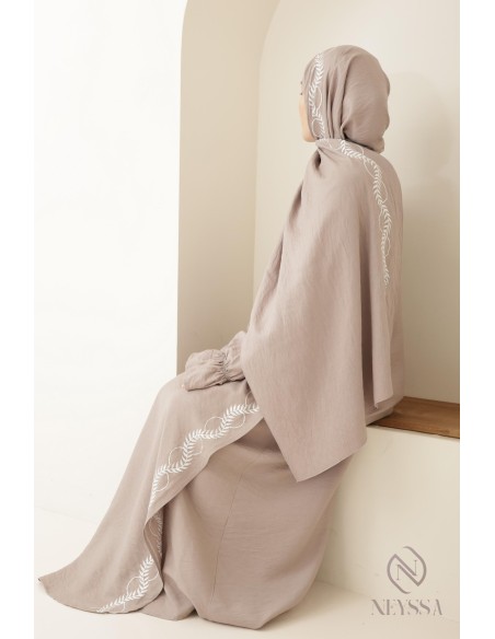 Robe de prière femme musulmane, abaya hijab intégré pour le ramadan