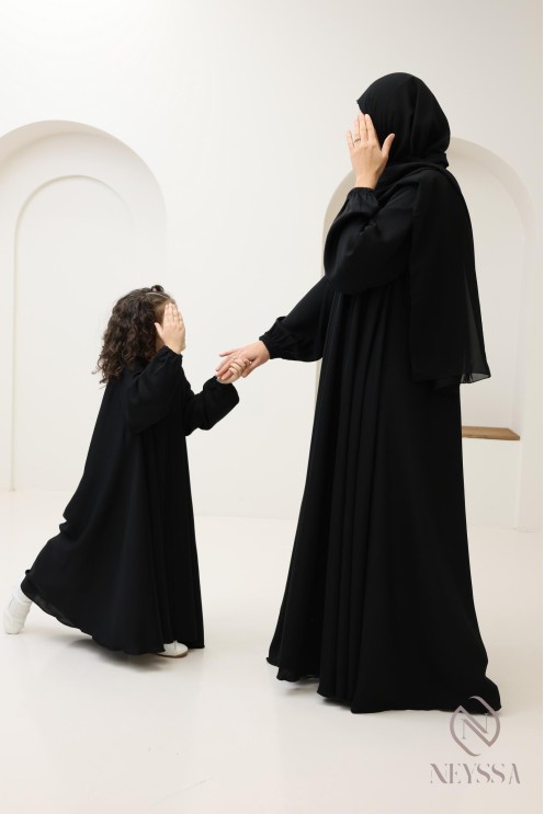 Abaya Noir Umbrella Dubaï confection neyssa, combo mère fille AID 2025