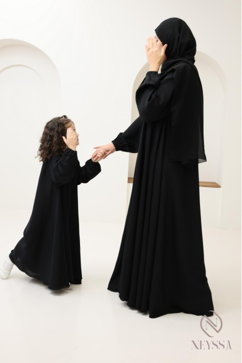 Abaya Noir Umbrella Dubaï confection neyssa, combo mère fille AID 2025