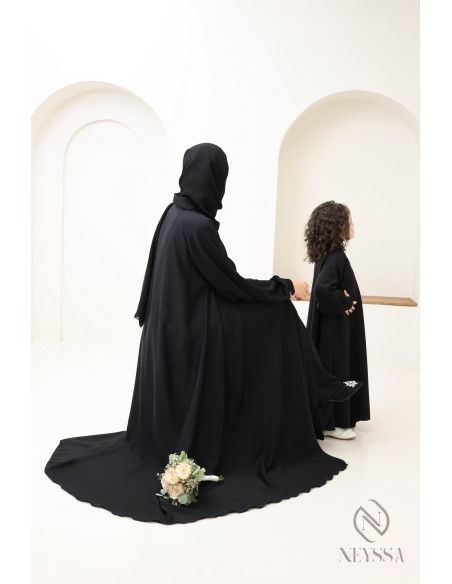 Abaya Noir Umbrella Dubaï confection neyssa, combo mère fille AID 2025