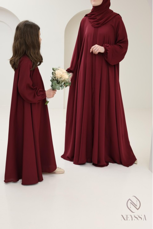 Abaya Dubai flared cut Bordeaux confection neyssa, trend 2025