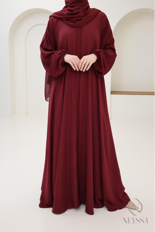 Abaya Dubai flared cut Bordeaux confection neyssa, trend 2025