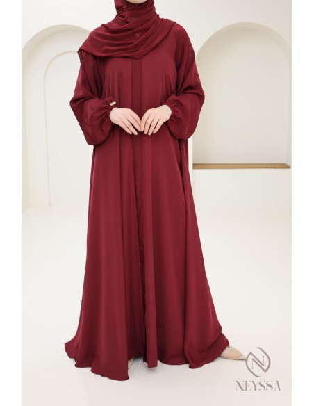 Abaya Dubai flared cut Bordeaux confection neyssa, trend 2025