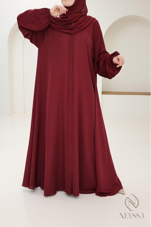 Abaya Dubai flared cut Bordeaux confection neyssa, trend 2025