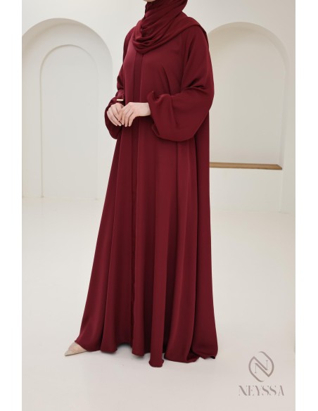 Abaya Dubai mit ausgestelltem Schnitt Bordeaux, Trend 2025