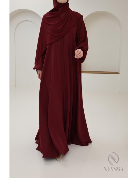 Abaya Dubai flared cut Bordeaux confection neyssa, trend 2025