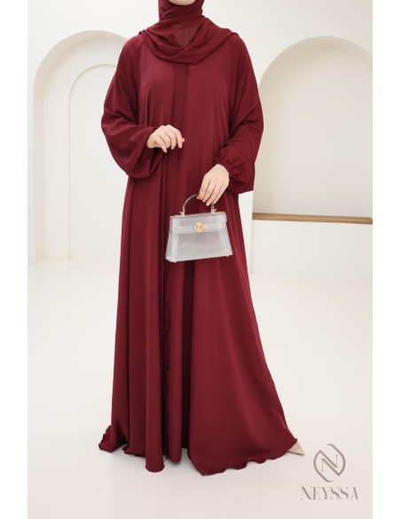Abaya Dubai mit ausgestelltem Schnitt Bordeaux, Trend 2025