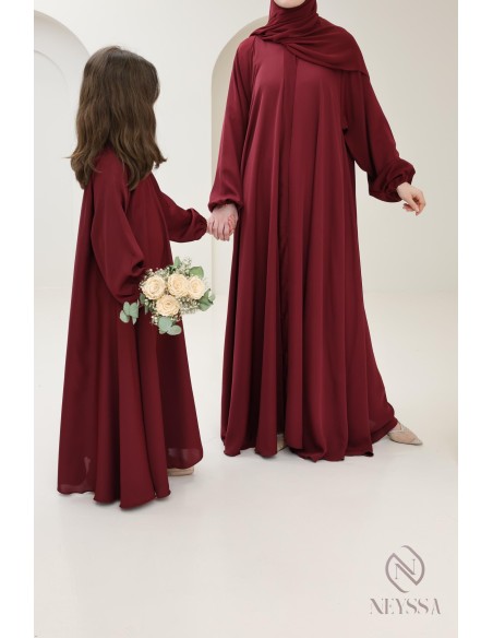 Abaya Dubai flared cut Bordeaux confection neyssa, trend 2025