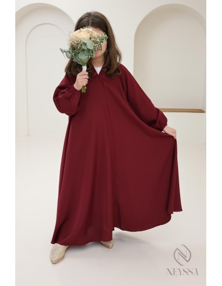 Abaya Dubai flared cut Bordeaux confection neyssa, trend 2025