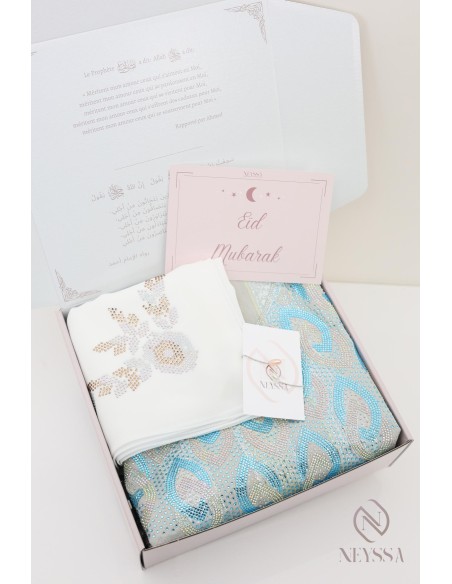 Coffret de tissu de luxe hijabi makhawer johara strass, tenue à coudre