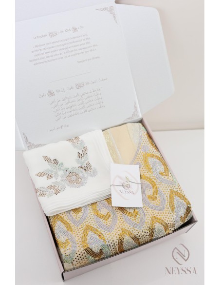 Coffret de tissu de luxe hijabi makhawer johara strass, tenue à coudre