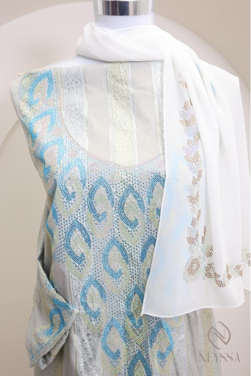 Box mit luxuriösem Hijabi-Stoff makhawer johara mit Strasssteinen