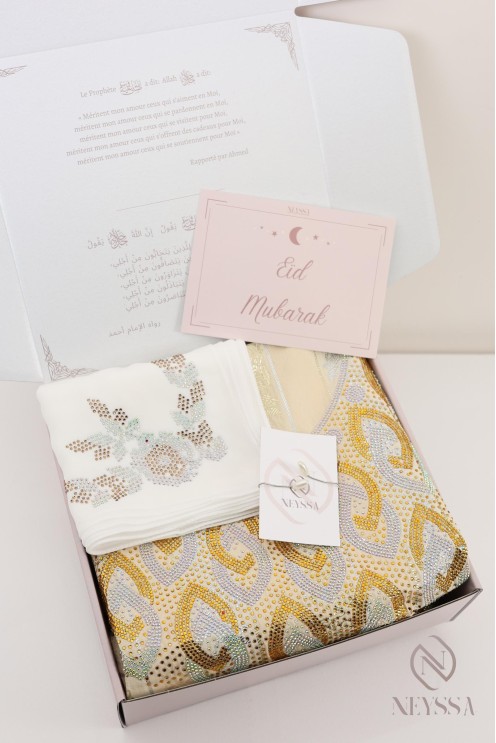 Luxury fabric box hijabi makhawer johara rhinestones, sewing outfit