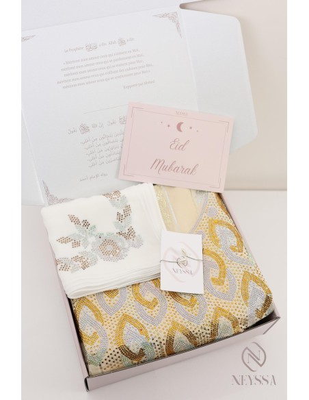 Coffret de tissu de luxe hijabi makhawer johara strass, tenue à coudre