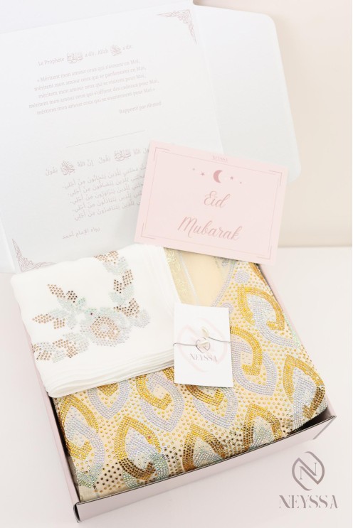 Box mit luxuriösem Hijabi-Stoff makhawer johara mit Strasssteinen